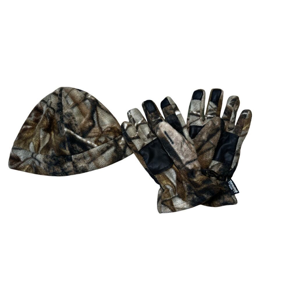 Cabelas Hat & gloves size Men's Large, Fleece Camouflage, Thinsulate